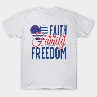 Patriotic Shirts for Men & Women American Flag Shirt Faith Family Freedom Graphic Tee USA Star Stripes T-Shirt